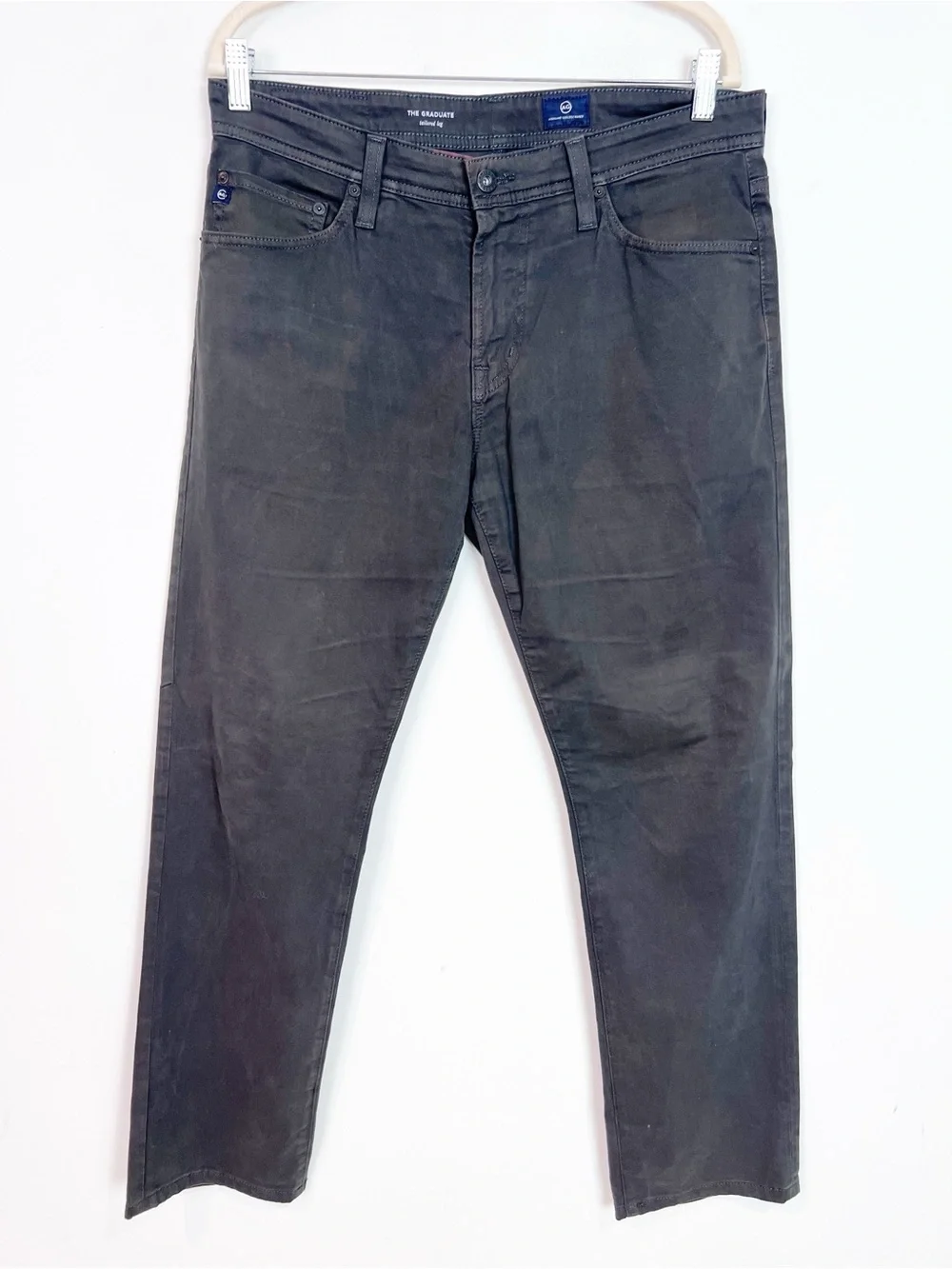 AG ADRIANO GOLDSCHMIED GRAY BROWN THE GRADUATE STRAIGHT TAILORED LEG PANTS 33x32